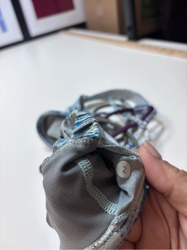 Lululemon Free To Be Bra (Wild) featuring a blue and white abstract blurry print - Image 7