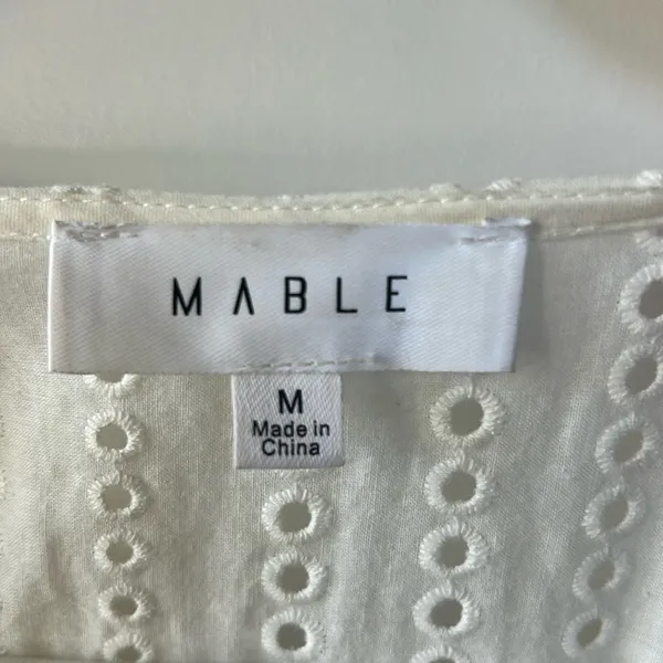 Mable White Eyelet Ruffle Mini Dress White Size Medium Boho Western Bachelorette - Image 5