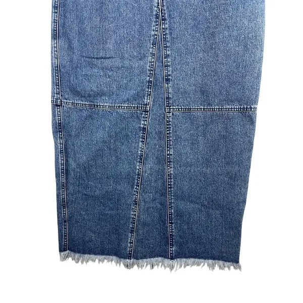 Lauren Jeans Co Ralph Lauren Denim Midi Skirt 10 Blue Frayed Hem Y2K Western - Image 4