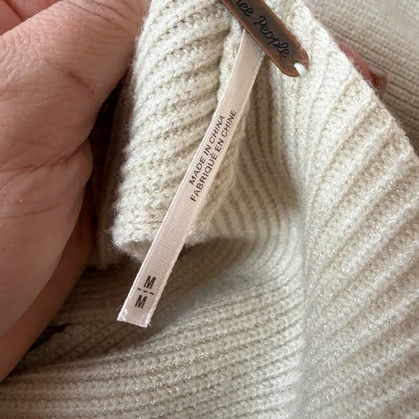 Free People Saffron‎ open back Ivory Ribbed Knit Sweater size medium, nwt - Image 6