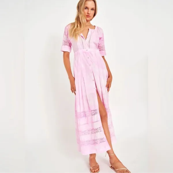 LoveShackFancy Edie Maxi‎ Dress Pink NWT Small - Image 3