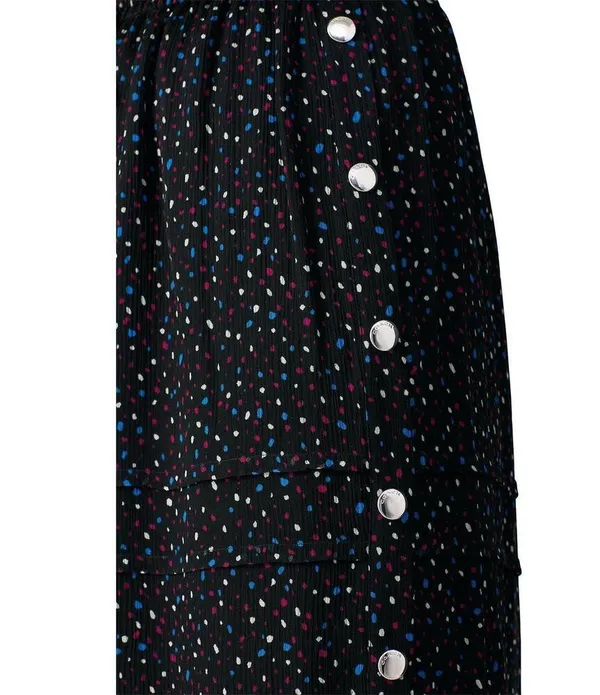 Coach Tiered Snap Aline Midi Skirt Sz.0 Stretch Waist - Dots Black Multicolor - Image 2