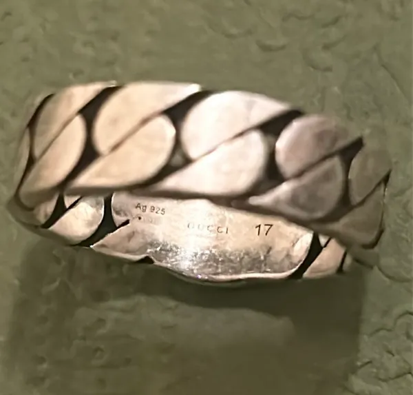 Gucci Sterling Silver Interlocking Curb Chain Ring - Image 4