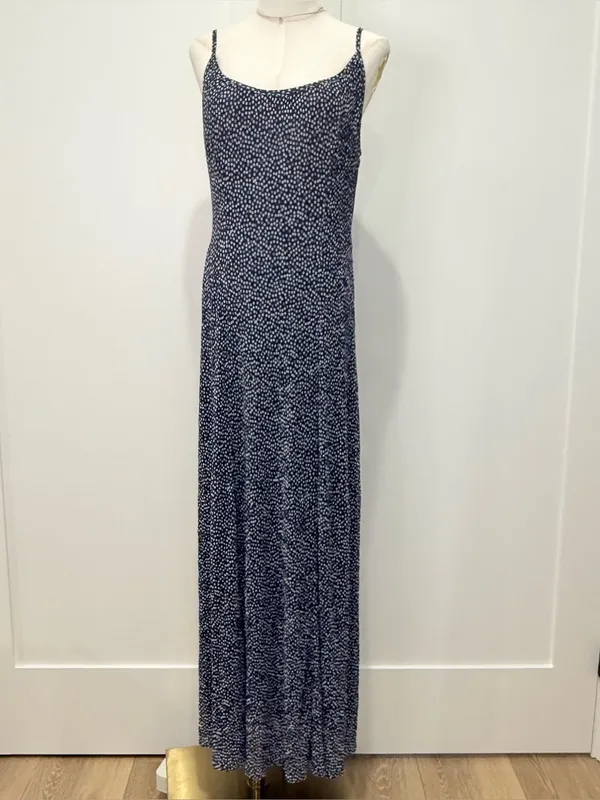 Free People Zoey Printed Maxi Dress Large Blue Polka Dot Boho Minimal Vacation - Image 5