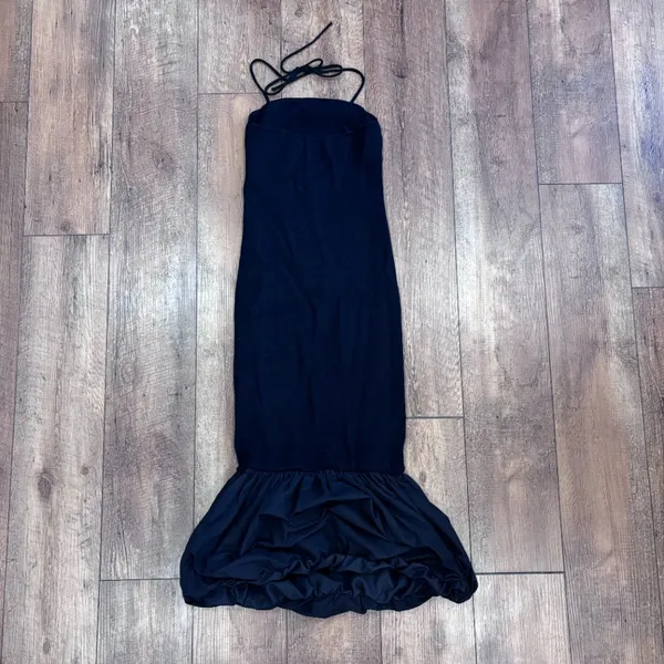 Commense Size M Midi Dress Black Sleeveless Bubble Hem Minimalist Cocktail - Image 3