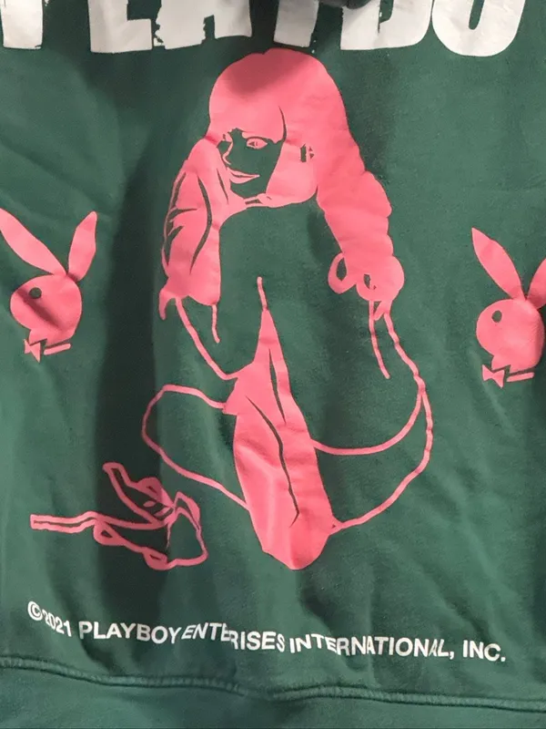 Playboy green and pink pin up hoodie sweatshirt size Small Hefner - Image 4