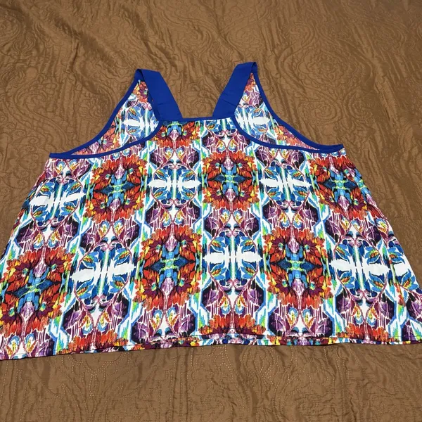 Colorful Abstract Print Top Purple Size XL - Image 2