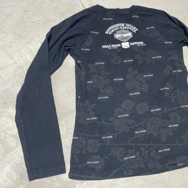 Harley Davidson L/S Graphic Tee Bedazzled Women's SZ M USA Missouri MO Villa - Image 9