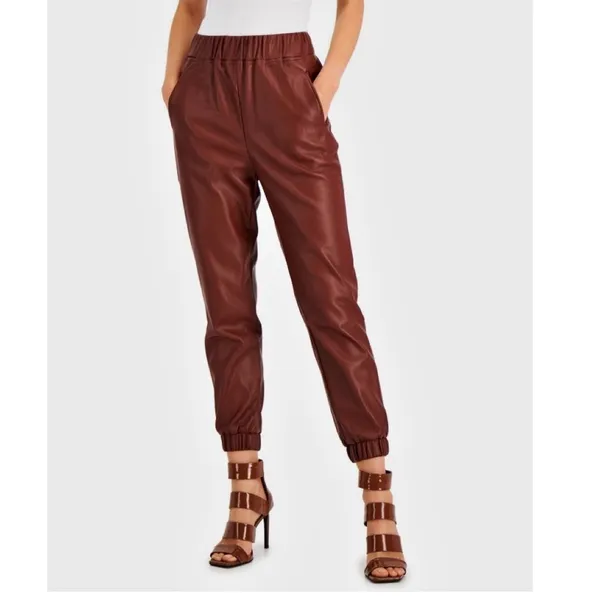 NWOT INC International Concept Faux Leather Joggers Pant High Waisted M - Image 2