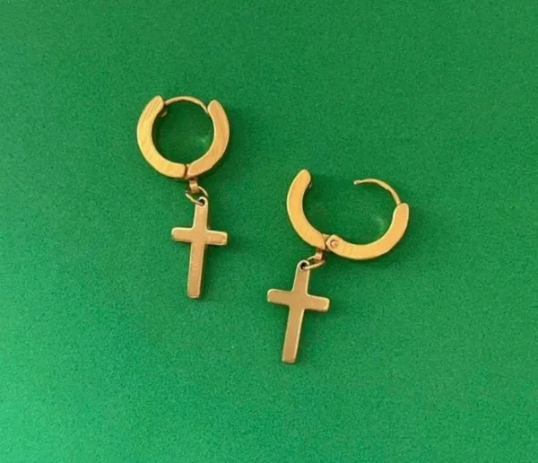 Cross Dangle Drop Earrings for Men Women,Punk Hip Hop Earrings - Image 3