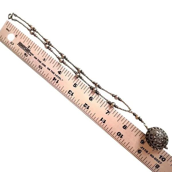 Artisan Bali Sterling Silver Graduated Bead Lariat Necklace - Image 9