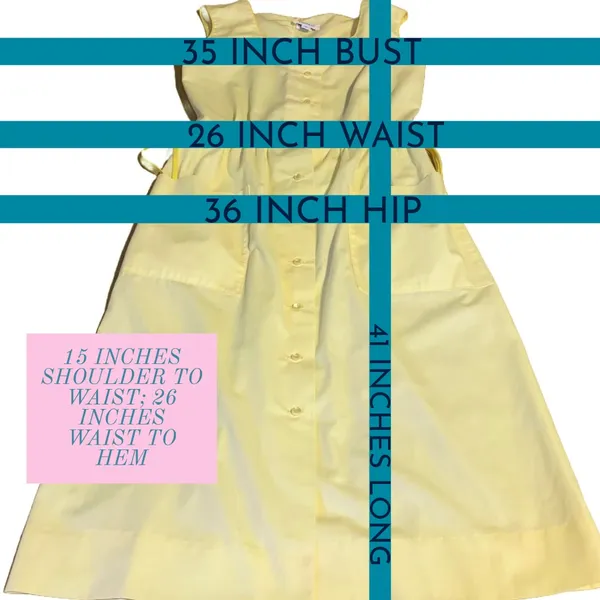 Vintage 1980'S Tanner Pale Yellow Sleeveless Shirt Dress With Belts (6) - Image 13
