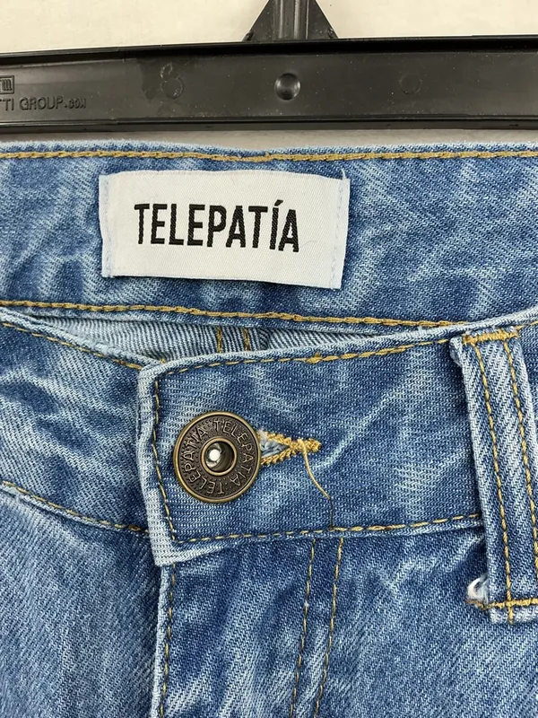 High-Rise Wide Leg Jeans with Side Ties - Light Blue Denim 765 - Image 3
