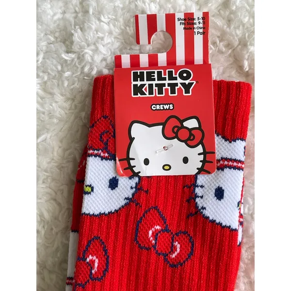 Sanrio Hello Kitty Red Crew Socks Mid Calf Size 5-10 Valentine's NEW Sanrio - Image 2