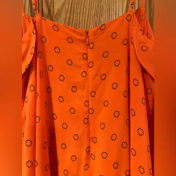 Urban‎ Outfitters Ooh La La Orange Red Rouge Side-Slit Romper Overlay Maxi Dress - Image 13