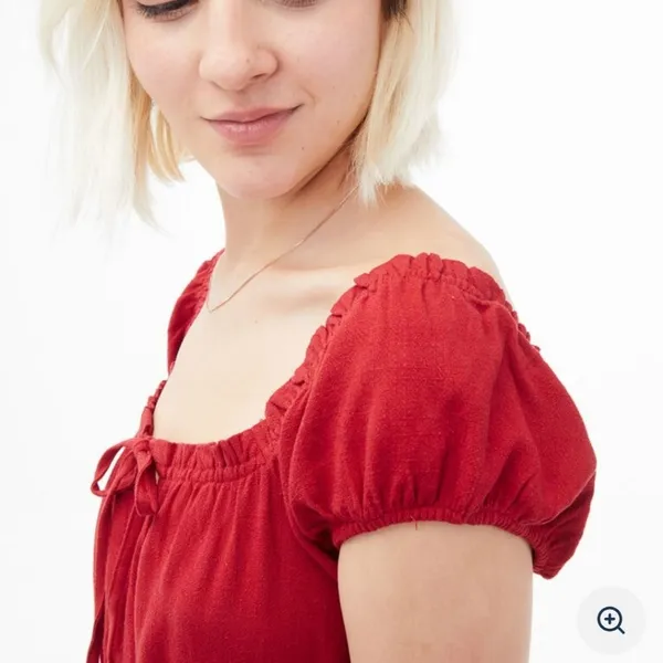 Aeropostale‎ NWT Tie-Neck Empire Dress Red Linen Blend Women's XL - Image 5