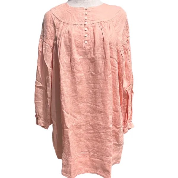 J. Crew Gathered popover dress in linen Peach Clay Size Small NWT - Image 9