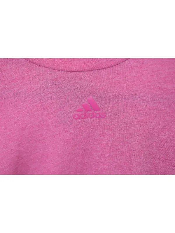 Adidas Shirt Womens Small Heathered Pink Basic Crew Neck Tonal Logo Tee - Image 4