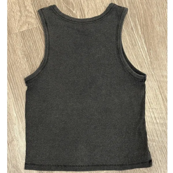 Social‎ Culture Large Washed Charcoal Gray Ribbed Celestial Sun Moon Tank Top - Image 2