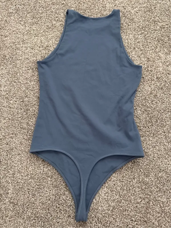 abercrombie blue High-Neck One-Piece Bodysuit Size Medium Coastal Preppy - Image 3