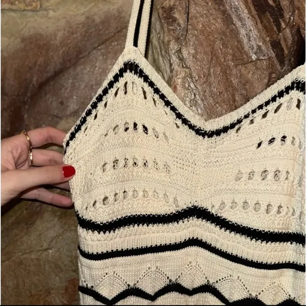 Commense Paros Crochet Eyelet See Through Midi Dress size S - Image 6
