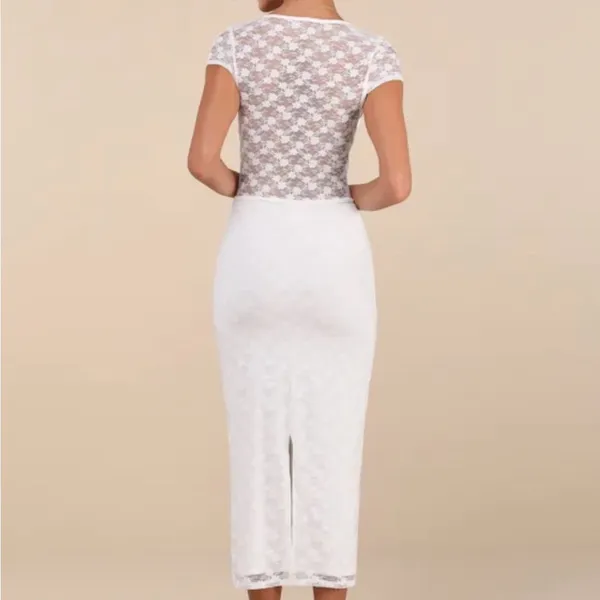 Lulu's White Sheath Midi Dress Sweetheart Neckline - Image 2