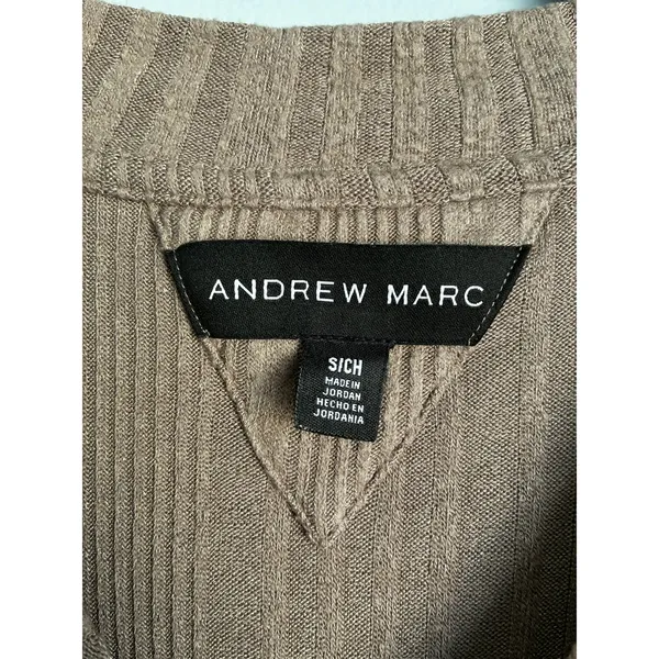 Andrew Marc Lightweight Sweater Dark Tan Small - Image 4