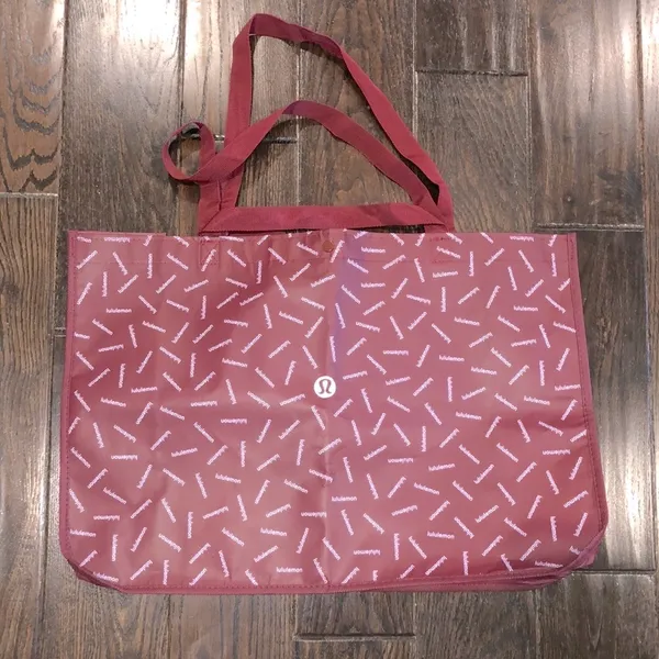 LULULEMON burgundy logo print tote bag large size - Image 2