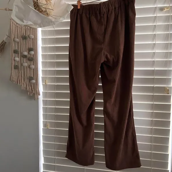 Halara High rise wide leg brown Corduroy Casual Pants | large nwt - Image 3