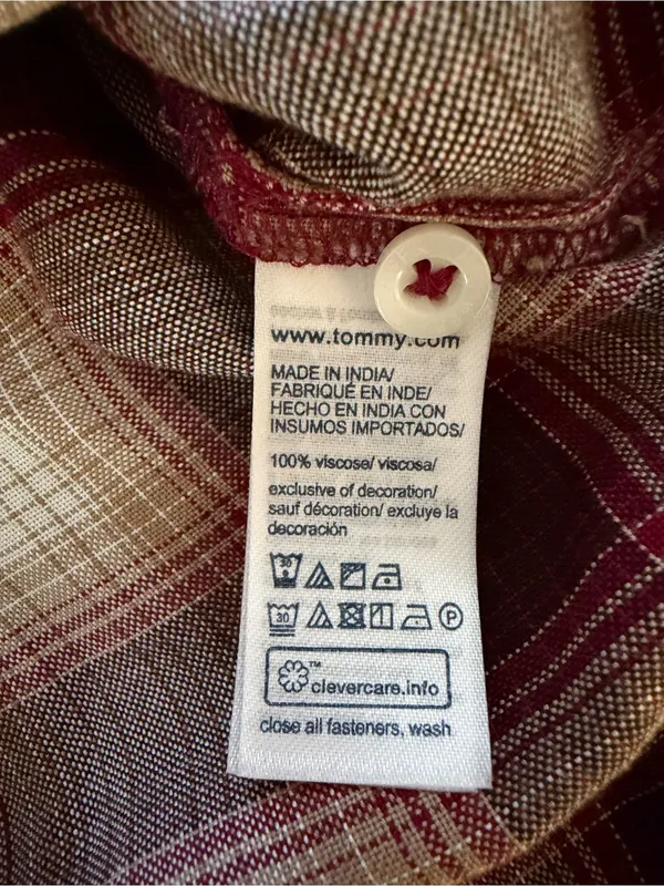 TOMMY HILFIGER Checked Shirt with Ruffled Neckline in S - Image 3