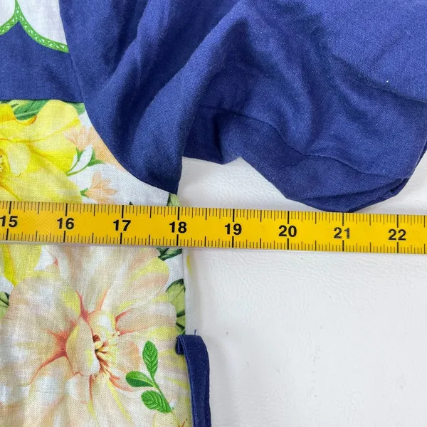 NWOT Farm Rio Linen Blend Blue Scalloped Floral Garden Mini Dress Size XXS/W38 - Image 10