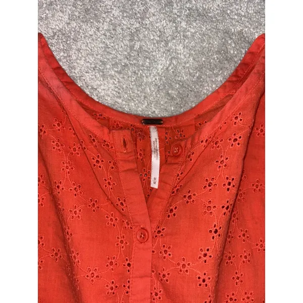 FREE PEOPLE Stars Align Cotton Eyelet Top in Orange Size M *‎ - Image 5
