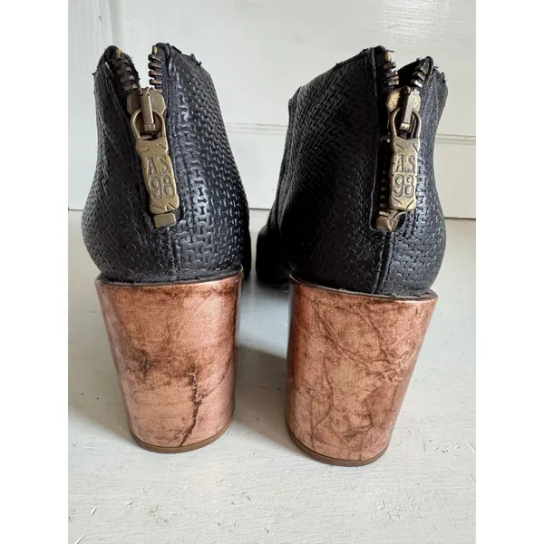 A.S.98 black marbled block heel peep toe ankle booties‎ size 40 (US 9-9.5) - Image 5