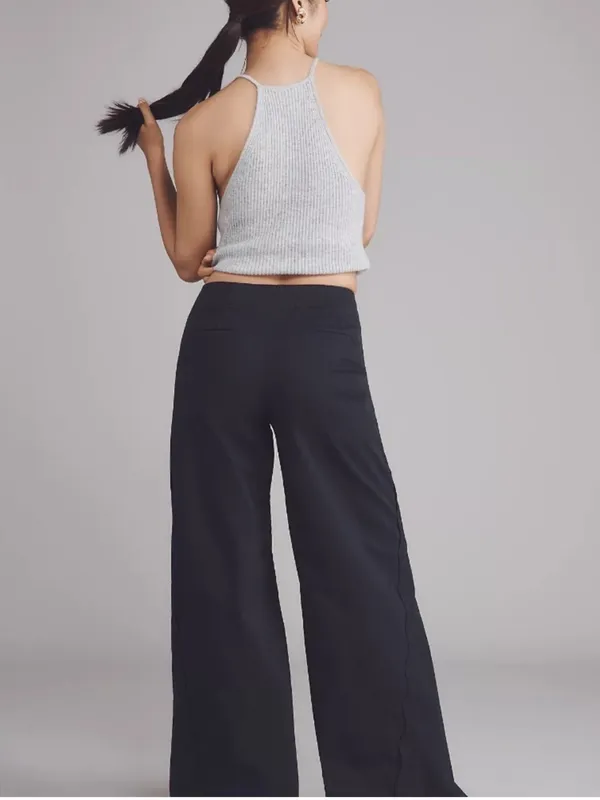 Anthropologie Maeve Scallop Wide-Leg Pants Size 24 Black - Image 6