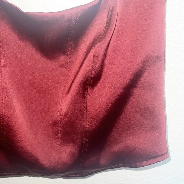 Wild Fable Maroon Corset Crop Smocked Back Tank Top - Image 3