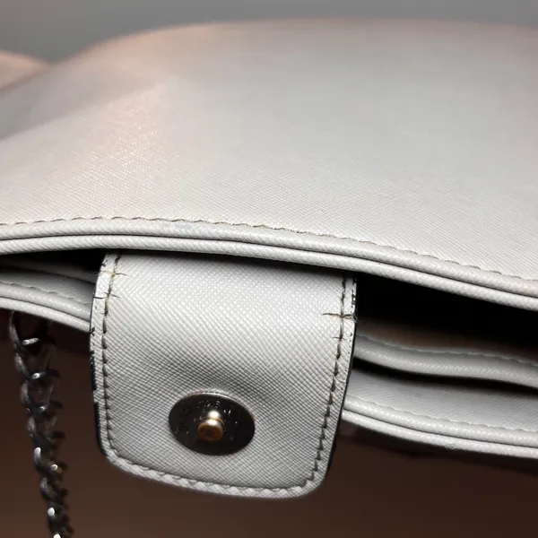 Nine West Light Gray Faux Leather Tote‎ Bag with Scarf Accent - Image 7
