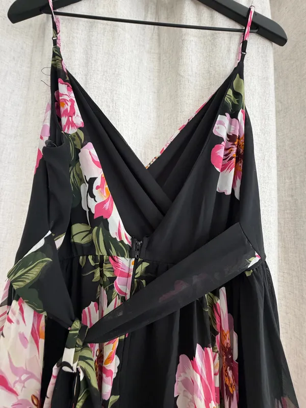 B Darlin Black Maxi Dress with Pink Floral Print - Image 6