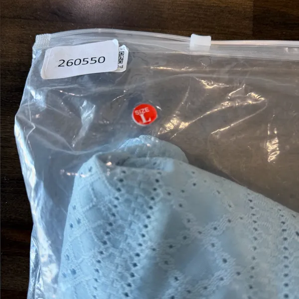 Women's Light Blue Open Knit Eyelet Spaghetti Strap Dress Size L #260550 - Image 11
