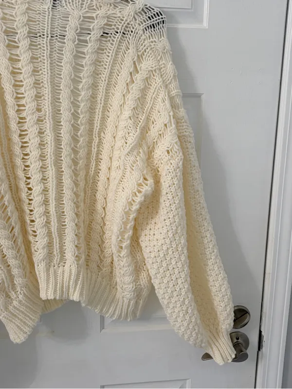 Princess Polly Cream Cable Knit Open-Front Cardigan - Image 10