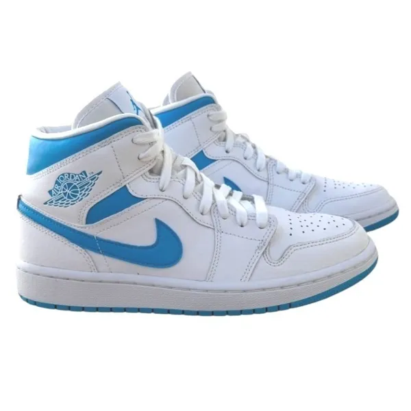 Nike Air Jordan 1 Mid UNC White University Blue Sneakers‎ Womens Size 7.5 - Image 3