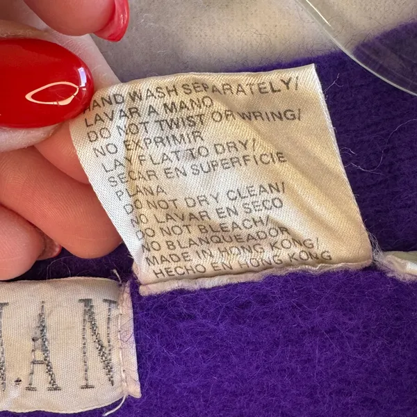 Shannan Vtg Angora‎ Lambswool Cardigan Sweater Purple Fuzzy Button Front M Luxe - Image 4