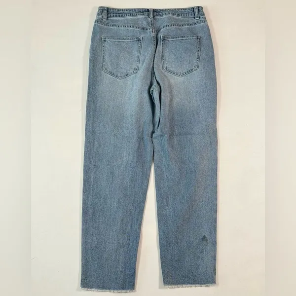 Something Navy Womens Jeans Blue Denim Straight Hi Rise Medium Wash Stretch 8 - Image 3