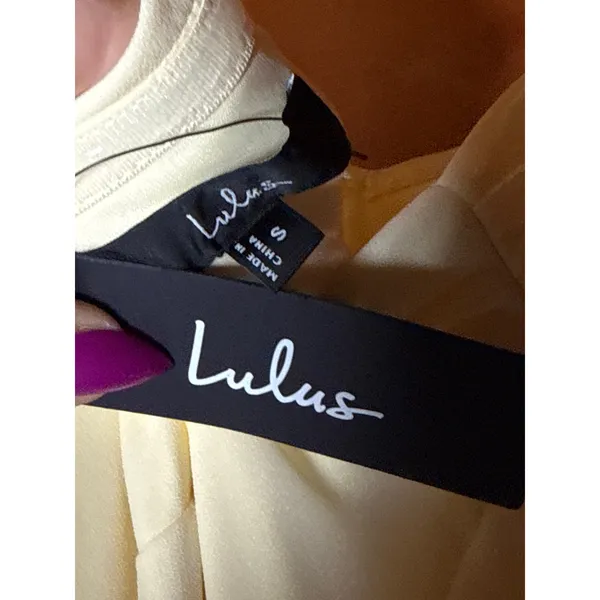 NWT Lulus Magical Magnetism Pale Yellow Off-the-Shoulder Maxi Dress Banquet Sz S - Image 7