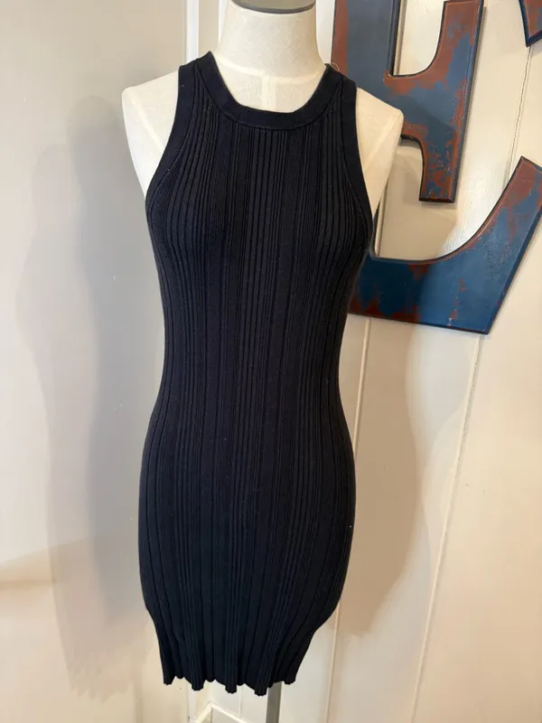 Kith Black Ribbed Sleeveless Bodycon Mini Dress Sz M - Image 2
