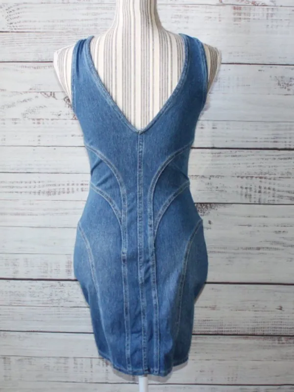 Guess Paneled Denim Bodycon Jeans Mini Dress Size XS - Image 6