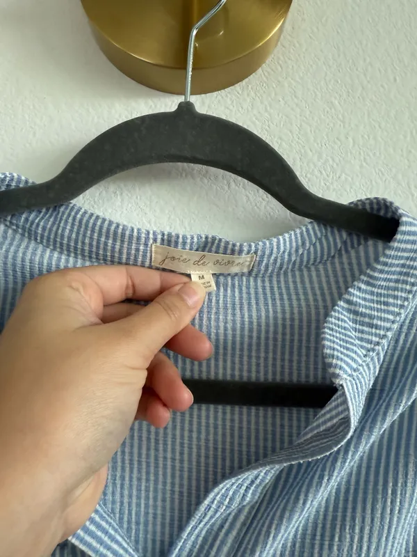 Blue Striped Button Shirt Size M - Image 2