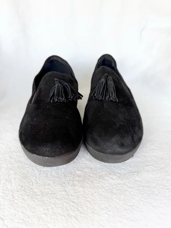 FitFlop Superskate Tassel Loafers Size size 10 Black Slip On Comfort Suede - Image 2