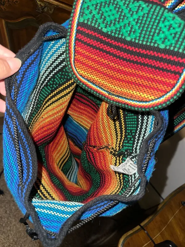 Mr. Pinzon Handmade Mexican Sarape Boho Woven Cotton Backpack - Image 6