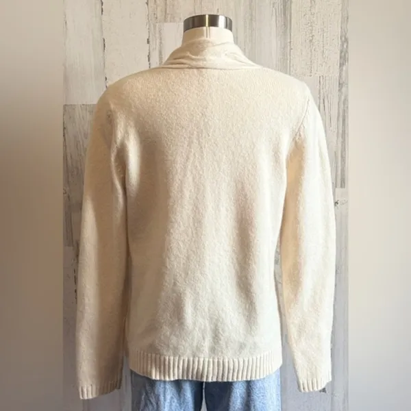 Talbots Merino‎ Wool Cashmere Angora Cable Knit Sweater Cream Size L Cozy - Image 3