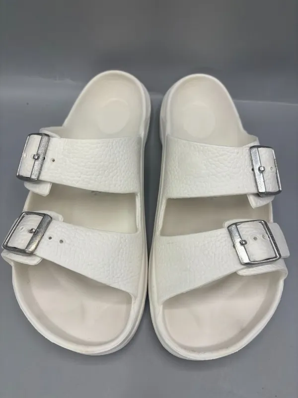 Birkenstock Double Strap Slide Sandal Women US 8 White Adjustable Buckle Slip On - Image 3